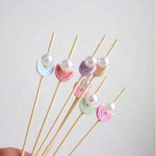 【数量】件/包 竹花苞混合色竹签，水果签，汉堡固定签，水果棒，食品装饰，派对签，精美花形竹签，适用于婚礼、派对、返校、聚会、礼品，健康环保，避免用手接触食物 - 新款 - 查看 7