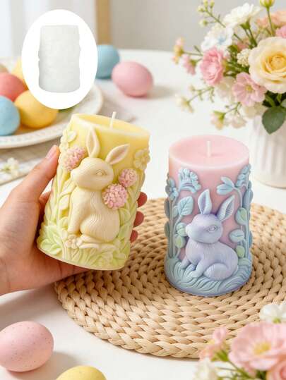 Easter Bunny Relief Cylinder Mold, Suitable For Beginners, Candle, Plaster, Resin Crafts / Home Holiday Decor DIY Mold
