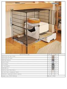 Cat Litter Box With Drawer, Large Space Indoor Pet Cage, Kitten Villa - Multicolor - View 17