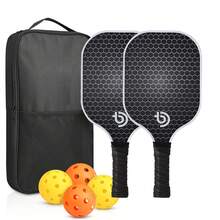 A Complete Set Of Fiberglass Pickleball Equipment, Including 2 Rackets + 4 Balls + 1 Black Ball Bag, 26-Hole Balls + 40-Hole Balls, Training Rackets - Multicolor - View 8