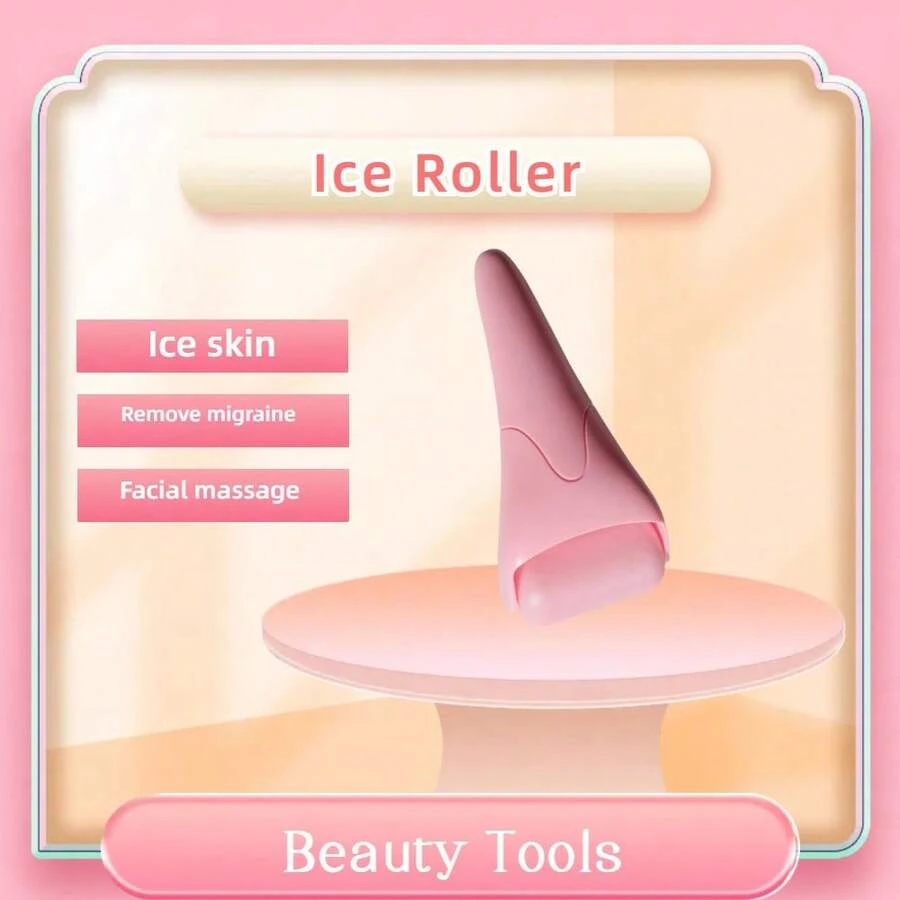 Ice Roller Tool,Roller Massager Cryotherapy,Women's Ice Roller Tools,Great For Migraine Relief,Blood Circulation,Reduce Puffiness,Pink - Pink-1Pc - View 1