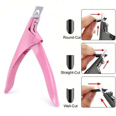 Pink Adjustable Nail Clipper, Nail Trimmer, Stainless Steel U-Shaped Nail Clippers, Suitable For Artificial Nails, Sharp Blade Nail Cutter Tool