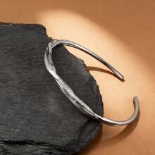 1件独特无限循环手链，S925纯银实心开口莫比乌斯环，简约小众珠宝，女士礼物 - 銀色 - 查看 4