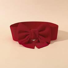 1件装女士蝴蝶结弹力腰带，休闲连衣裙配饰 - 黑色 - 查看 5