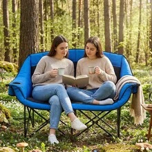 Double Camping Chair - Heated Loveseat Chair For 2 Person Heavy Duty Portable Padded Camping Couch Portable Folding Chairs For Adults Outdoor Sports Lawn - 彩色 - 查看 4