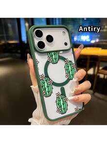 Funda protectora para iPhone 17 Pro Max, compatible con Air 16, 16E, 15 Plus, 14, 13, 12, 11, XS Max y XR. Esta funda de teléfono delgada con flores de cactus de colores es compatible con MagSafe y es una gran idea de regalo para la funda del Cactu. - Verde - Ver 2