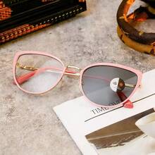 1pc New Metal Spring Leg Decor Photochromic Eyeglasses, Changeable Color For Outdoor & Indoor Computer Use, Fashionable Cat Eye Glasses For Women - Multicolor - View 9