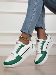 女士宽头鞋，女士简约宽头运动鞋，轻便防滑宽头运动鞋，时尚百搭宽头平底鞋，适合宽脚青少年的休闲运动鞋，男女通用零落差宽头休闲鞋，为您的双脚提供舒适的空间。 - 白綠 - 查看 6