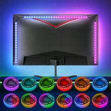 1 pieza Tira de luz LED para monitor de computadora, luz de ambiente para juegos con control remoto USB de 4 botones, brillo ajustable y cambio de color, tira de luz LED RGB para oficina, sala de estar, vitrina, decoración de mesita de noche, accesorio de computadora, regalo de cumpleaños - USB - Ver 4