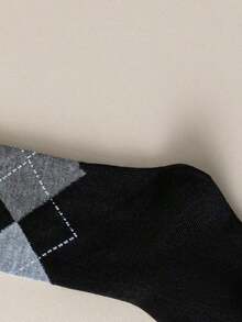 1 Pair Spring Autumn Winter Jk Dance Geometric Patterns Argyle Plaid Knee High Socks Thigh Over The Knee Socks, Y2k, Cozy - 36-39 - 查看 12