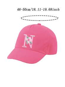 1顶儿童26字花朵棒球帽，婴幼儿KPOP嘻哈帽，男女宝宝遮阳帽，1-3岁 - 玫紅色 - 查看 10