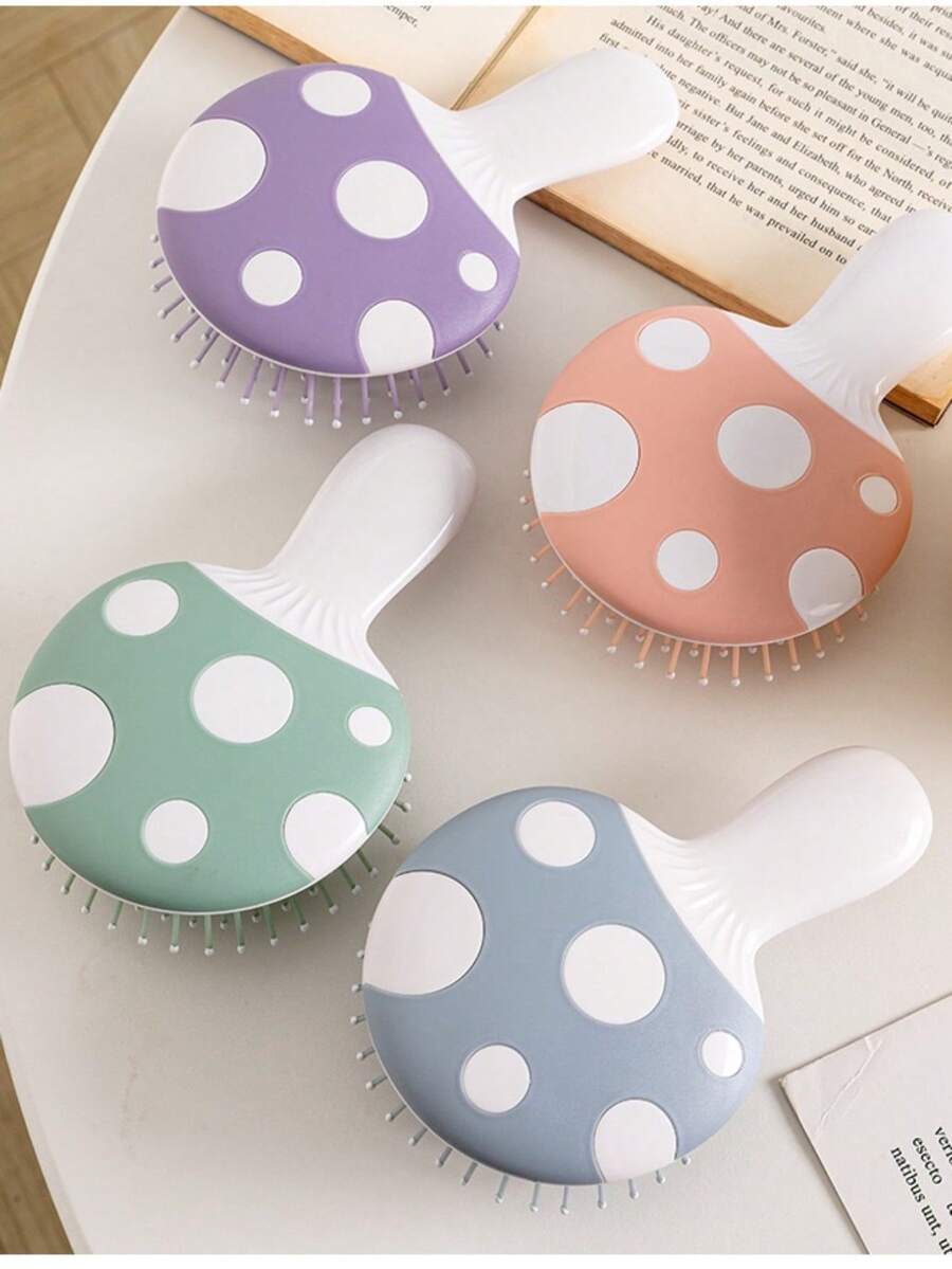 1pc Small Mushroom Mini Hairbrush For Women, Men And Kids - Travel Size Hairbrush That Fits In Purse, Pocket, Backpack - Mini Detangling Brush For All Hair Types, Hairbrush, Comb, Hair Tools, Barber Salon Hair Products And Accessories - Multicolor - View 1