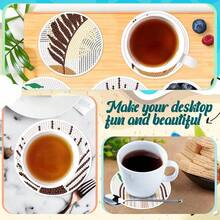 8pcs DIY Diamond Painting Coaster Set With Stand - Abstract Art Theme, Round And Asymmetrical Shape Diamonds, Wooden Craft Kit, Suitable For Adults And Beginners - View 9