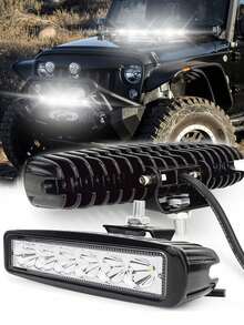1pc LED Car Work Light, 6 LED Spotlight, 18W White Light Illumination, Car Driving Auxiliary Lighting, High Brightness Lamp - Work Light - View 12