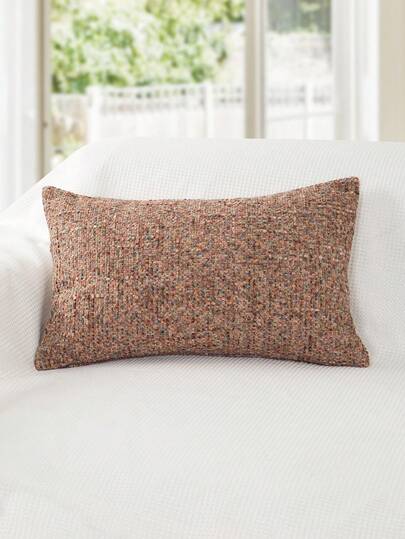 1pc Jacquard Solid Color Throw Pillow Cover, Minimalist Polyester Rectangular Cushion Cover, Comfortable And Soft, Suitable For Living Room Home Decor