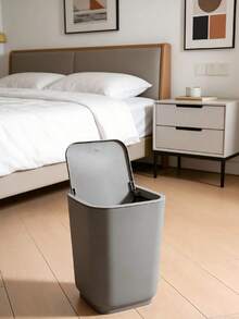 1个时尚灰色翻盖垃圾桶，无需接触即可处理垃圾，适用于家庭、办公室和公共场所。它经久耐用且易于清洁，是厨房、浴室、走廊等室内场所的理想选择。 - 彩色 - 查看 2
