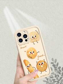 Cute Bread Pattern Phone Case For IPhone 17/16/15/14/13/12/11/7/X, Frosted Finish, Stylish & Playful Design, Shockproof Scratch-Resistant Soft Touch Protective Cover - trắng - Xem 6