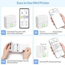 GOTOOGO 迷你贴纸打印机，热敏打印机，适用于 iOS 和 Android 系统，迷你口袋打印机，便携无墨，适用于打印图片、照片、日记、DIY 作品、笔记、标签等。 - 彩色 - 查看 5
