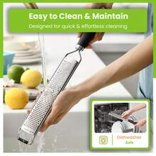 Stainless Steel Lemon Zester With Handle - Garlic, Cheese, Parmesan, Nutmeg, Lime, Ginger Grater - Heavy Duty Kitchen Tool - Citrus Zester With Blade Guard - Julienne - Black - Black - View 5