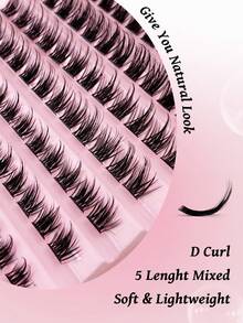 120片自然轻盈D型卷翘蓬松假睫毛，DIY家用睫毛嫁接，浓密柔软，适合日常佩戴 - D - 查看 6