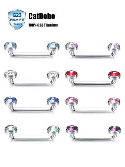 CatDObo 1 pieza Barra interna de titanio de grado de implante con superficie de gema de cristal Piercing corporal micro CZ 14g