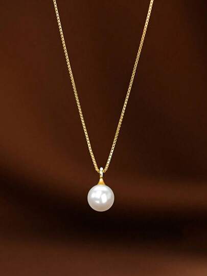 1条优雅珍珠项链，镀金链，适合日常佩戴和特殊场合，是送给女性的完美节日礼物，母亲节时尚性感珠宝