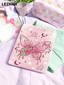 梦幻渐变蝴蝶玫瑰印花平板电脑保护套，带笔槽，防震，三折支架，兼容10.2英寸、11英寸（2021/2020/第十代）、（A16）11英寸（第十一代/2025）、第八/第九/第十代、Galaxy Tab A8 10.5英寸（2022）、Matepad 10.4英寸/Tab，带睡眠/唤醒功能，浪漫个性化礼物 - 彩色 - 查看 3