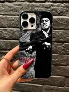 Slogan 1pc Black Gunman Scar Killer Minimalist Full Coverage TPU Shockproof Phone Case Compatible With Apple 17, 16, 15, 14, 13, 12, 11 Pro Max, Air, Series - Multicolor - View 1