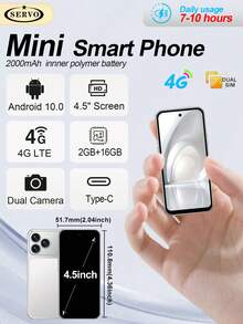 SERVO S45 PRO Mini Smartphone, 2GB RAM 16GB ROM, Dual SIM Dual Standby, GPS WiFi, 4.5 Inch Display, 4G Network, Dual Camera - Orange - View 13