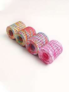 Fita de presente trançada em ráfia natural, fita de papel de ráfia colorida, fita multicolorida para embrulho de presentes de aniversário, buquê artesanal, jardinagem, embrulho de presente trançado em ráfia multicolorida e decoração DIY, festa, bênção de aniversário, arranjo floral - Cores misturadas - Ver 6