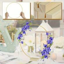 6 Stücke Metall Blumen Kranz Tischmitte mit stabilem Holzsockel - elegante DIY runde Tischdekoration für Hochzeit, Geburtstag, Bridal-Shower, Party, einfache Montage, Innen-/Außenbereich, Hochzeitsdekoration, Eventgestaltung, hochwertige handgefertigte Optik, geeignet für Dekorateure, Eventplaner - Gold - 30 cm - Übersicht 11