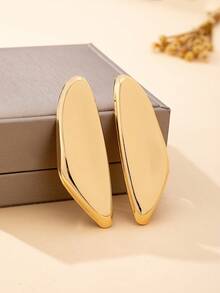 1 Pair Women's Fashion Earrings, Sexy Metallic Smooth Asymmetrical Geometric Earrings, Suitable For Daily Wear - Yellow Gold - View 2