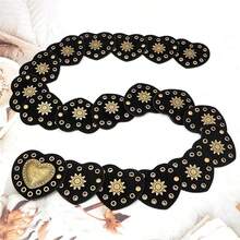 Western Vintage Hollow Wide Disc Leather Belt For Women - Boho Chunky Waist Belt With Cowboy Metal Buckle & Concho, Stylish Versatile Western Boho Accessory - 黑色 - 查看 8