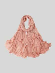 1pc Soft Textured Hijab Scarf With Natural Crinkle Effect, Breathable And Comfortable Muslim Headscarf - Multicolor - View 23