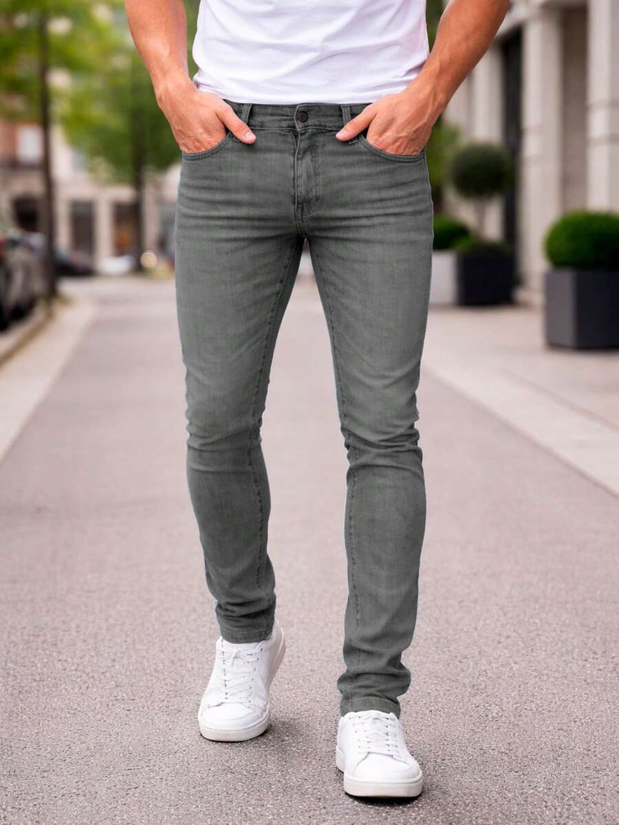 Shendy Vendy Men's Slim Fit Jeans, Slim Fit Style For Men - Dark Grey - View 1