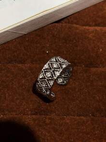 rundraw 1pc New Lace Trim Filigree Zirconia Inlaid Hollow Star Design Elegant Copper/Silver Adjustable Ring, Suitable For Parties, Banquets, Daily Wear, And As A Gift For Friends, Lovers, And Girlfriends On Holidays And Anniversaries - Multicolor - View 8