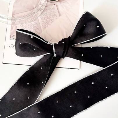 2 Yards Shiny Rhinestone Contrast Color Edged Ribbon, Suitable For Handmade Bouquets, Gift Wrapping, Party Decoration, Floral Design, DIY Bow Gifts, Smooth Texture, Event Decor, Bow Ribbon, Wedding, Valentine's Day Gifts, Gift Wrapping Pink Ribbon, Handmade Pink Ribbon Roll, Pink Bow Ribbon, Handmade Ribbon, Elegant Ribbon, Party Favor Ribbon, Decorative Ribbon