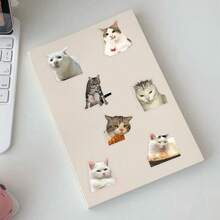 50pcs Cute Haji Cat Stickers, Abstract Funny Cartoon Decals For Water Bottle, Tablet, Laptop - View 10