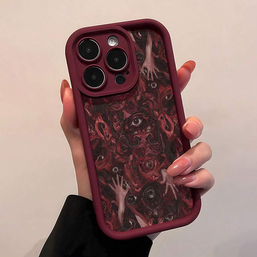 Ojos que miran en las profundidades sangrientas y carnales.funda de teléfono Fundas compatibles con ,Apple,VIVO,OPPO,,, y Honor.Fabricadas en silicona TPU,ofrecen protección contra golpes y caídas. - Burdeos - Ver 1