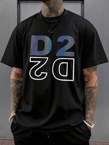 Camiseta de manga corta para hombre con parche de logotipo - Camiseta casual de cuello redondo adecuada para climas cálidos, lavable a máquina, ropa casual elegante y esencial para combinar - Camiseta cómoda para el verano. - Negro - Ver 2