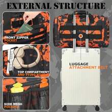 45L Gym Bag For Men And Women Tactical Military Duffle Bag For Travel Weekender Gym Workout Deployment Large Sports Bag For Hockey Football Baseball Soccer Basketball And Team Training - BlackOrange Graffiti - View 2