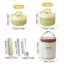 便携式304不锈钢保温午餐盒，含餐具和午餐袋，密封防漏便当盒，可微波炉和热水加热，隔热防烫，可重复使用，可存放水果沙拉等食物，适合学生和成人在学校、办公室、户外露营、野餐、旅行、返校等场合使用。 - 彩色 - 查看 12