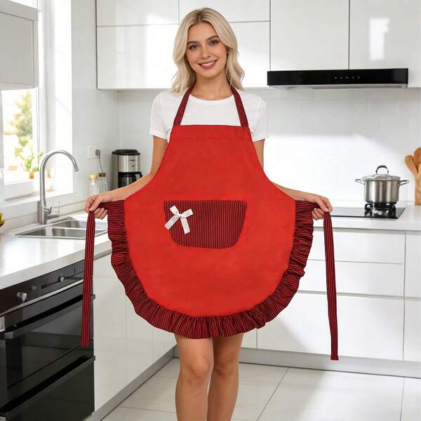 Cute Women's Apron With Pockets, Comfortable Kitchen Apron, Ideal For Cafe, Shop, Baking, Gardening, Cooking, BBQ, Restaurant, Kitchen, Garden Or Craft Table Use, Housewarming Gift, Family Gathering, Camping Trip, Cooking Class Or Baking Party