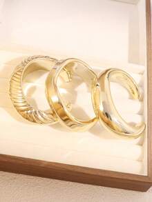 1/3pcs Luxury Minimalist Wavy Open Bangle Bracelet, Hypoallergenic Suitable For Women's Daily Wear, Party, Banquet, Holiday - Multicolor - View 3