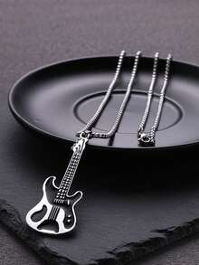 新款欧美音乐吉他项链，个性化配饰，毛衣链吊坠，摇滚几何吊坠项链 - 彩色 - 查看 5