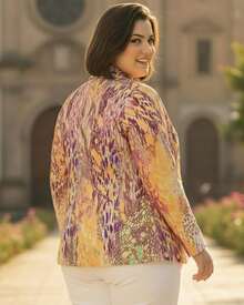 Plus Size Printed Blazer - 黃色 - 查看 2
