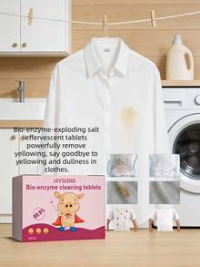 JAYSUING Biological Enzyme Effervescent Cleaning Tablets, Effectively Removes Stubborn Stains Like Yellow Stains, Coffee Stains, Tea Stains, Sweat Stains. Gentle On Fabrics, Makes Clothes Brighter. Dissolvable Tablet Form, Convenient For Machine Wash Or Hand Wash - 固體 - 查看 6