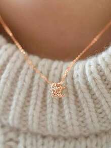 1 chiếc dây chuyền mặt dây chuyền hình vương miện cổ điển sang trọng bằng bạc Sterling S925 mạ vàng, đính đá Zirconia, thích hợp cho nữ/bạn gái, quà tặng trang sức thời trang cho tiệc tùng, sinh nhật, hoặc đeo hàng ngày. - Hoa hồng vàng - Xem 3