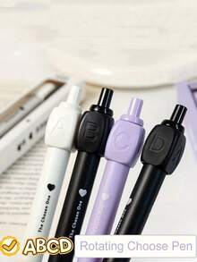 2支/套趣味中性笔，ABCD答题笔，新颖减压旋转圆珠笔，旋转减压趣味按压圆珠笔，速干，可用于标记、签名，办公黑色笔，创意可爱文具，软握学生文具礼品，办公减压学习用品，返校季，节日礼物 - 預設 - 查看 6