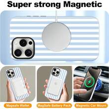 Magnetic For 13/14 Case Cute Stripes Phone Case, Shockproof Slim TPU And Hard PC Protective Phone Cover Compatible With MagSafe Designed For Wom Girls, Blue And White.Holiday Accessories.Phone Case, Suitable For 17 Pro Max/17 Air/ 16 Pro MAX/15 Pro Max/14 Pro/13 Pro/12/11, Personalized Phone Case For Men And Women, Middle Eastern Style - 設計2 - 查看 5